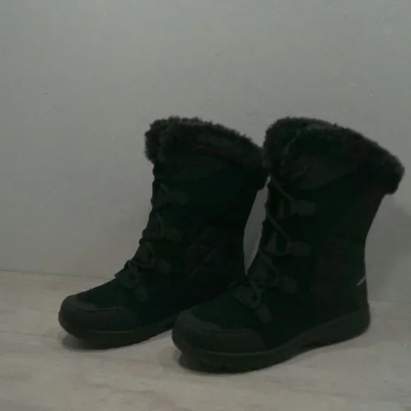 Columbia Ice Maiden II Black Quilted Waterproof Lace up Snow Winter Boots SZ 8 - Picture 3 of 12